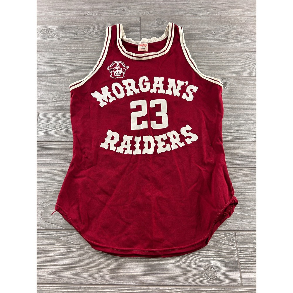 Vintage Rawlings Morgans Raiders Basketball Jersey 23 Maroon Mens Large USA Made